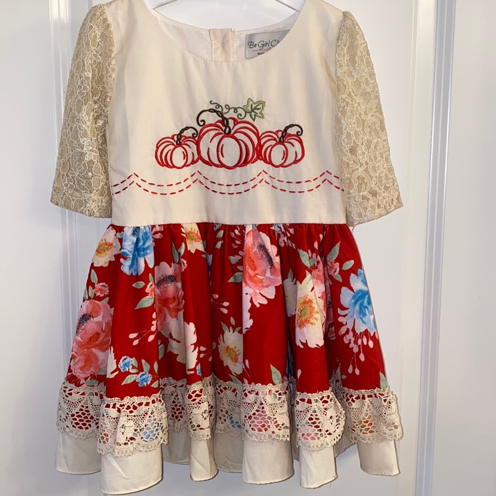 NWT Vibrant Floral Dress with Embroidered Design